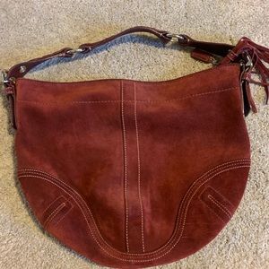 Maroon suede Coach bag